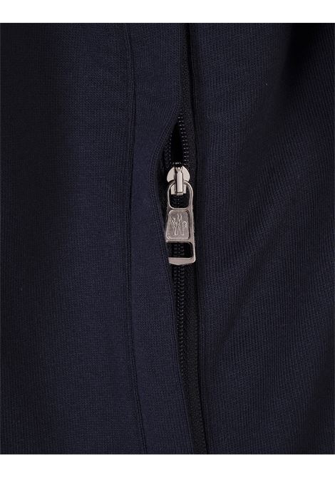 Felpa Full-Zip Blu Con Bande a Contrasto e Patch Logo MONCLER | 091-8G00047 89AWU742